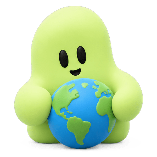Goomi hugging a small globe