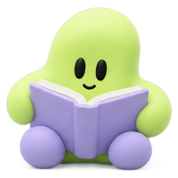 Goomi reading a lavender book